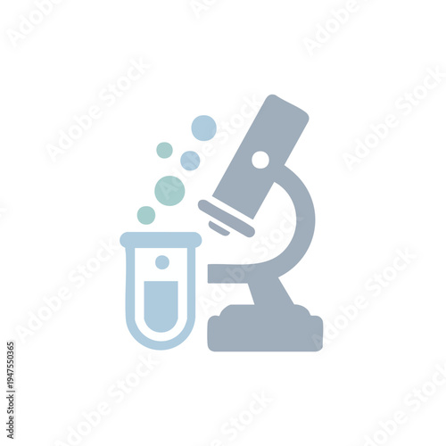 Microscope and laboratory test tube in science study.
