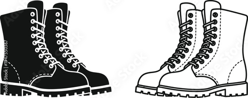 Black and white boots illustration Vector