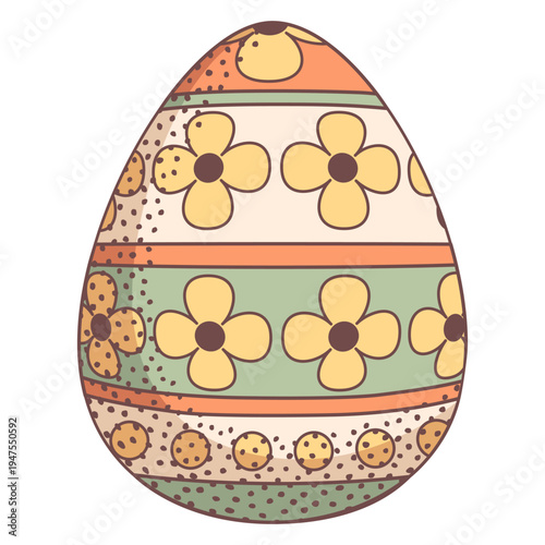 Decorative Easter egg illustration with vintage floral patterns