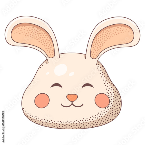 Cute smiling Easter bunny face illustration with big ears and rosy cheeks