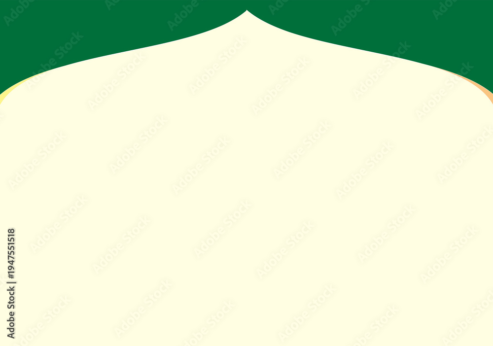 Obraz premium Minimalist green and orange Islamic Arch Background with Subtle Decorative Elements