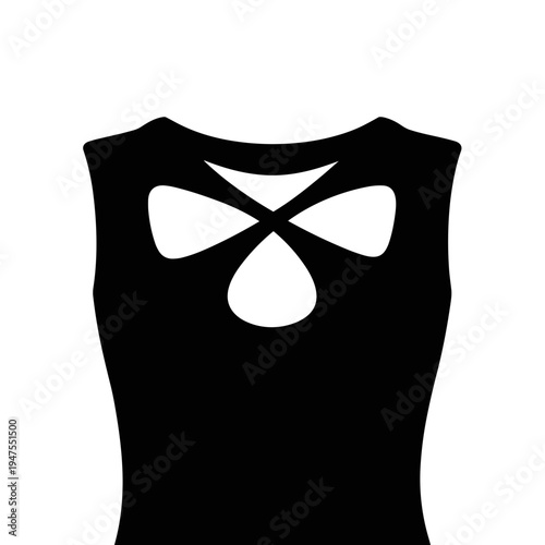 Stylish black cutout neckline design on dress isolated against a clean white background