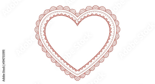 Elegant Lace Heart Frame with Delicate Border Design for Romantic Invitations and Wedding Decorations