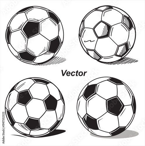 Black and White Football Ball Vector Illustration
