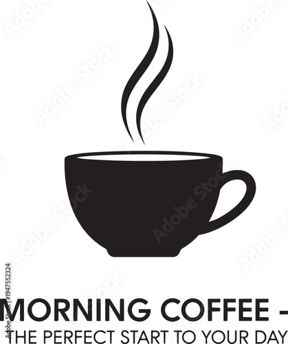 Steaming hot coffee cup morning drink