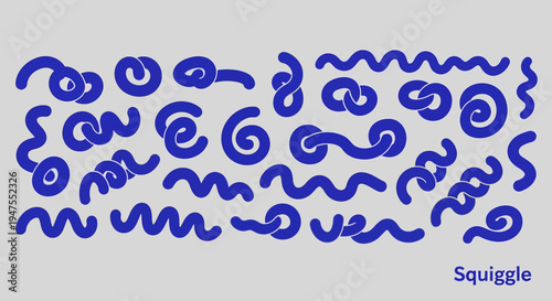 Dynamic Collection of Blue Abstract Squiggle, Wavy, and Curvy Line Patterns for Modern Graphic Design Elements