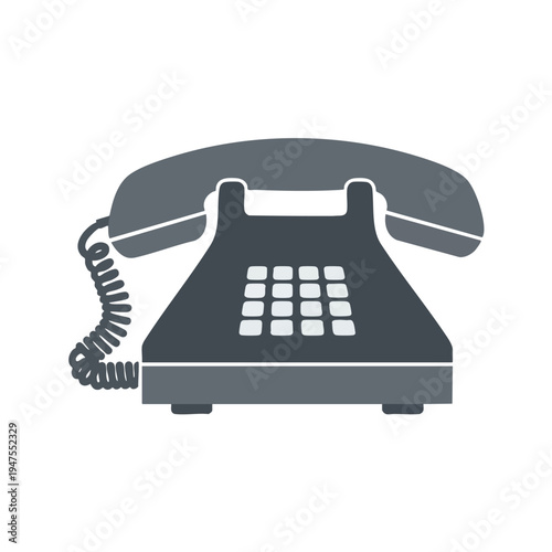 Silhouette of an old-fashioned corded telephone with keypad