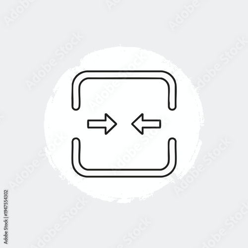 Minimalist icon of two opposing arrows within a broken rectangle frame