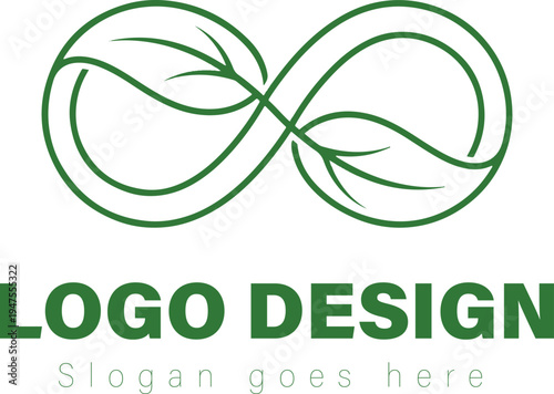 Eco Infinity Symbol with Green Leaves Logo