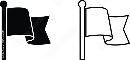 Black and white flags on poles Vector