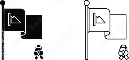 Flags with play button and droids Vector