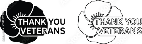 Thank you veterans poppy badges Vector