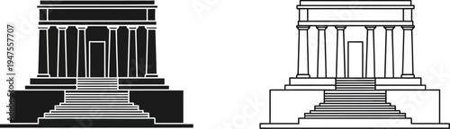 Black and white building facades with columns Vector