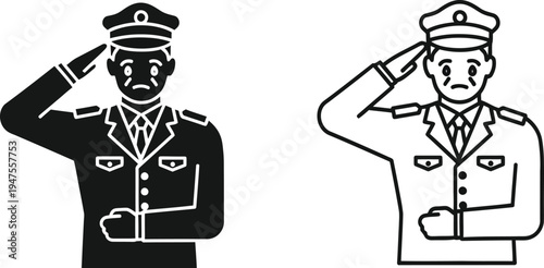 Saluting soldiers in uniform Vector
