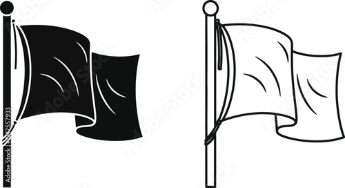 Black and white flags waving on poles Vector