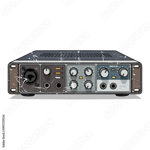 Audio Interface Rackmount Unit with Knobs and Ports
