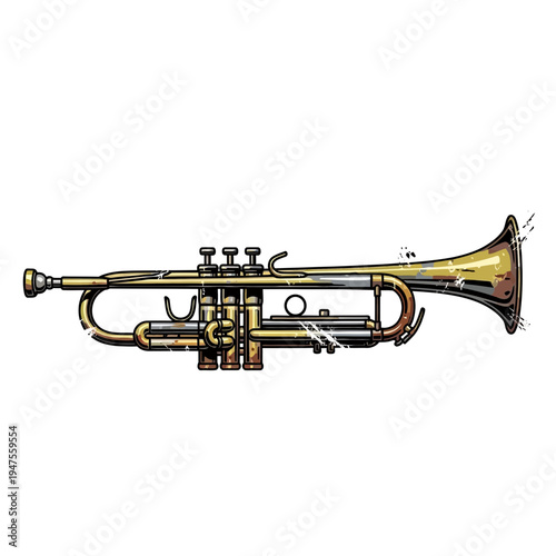 Brass Trumpet Musical Instrument Illustration