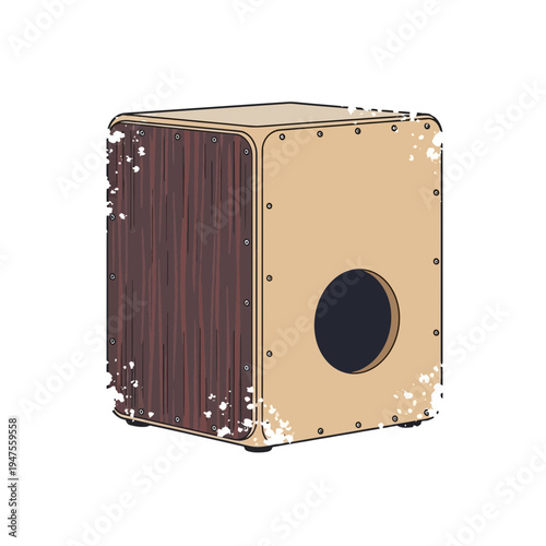 Cajon drum with distressed texture