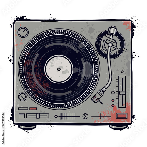 Retro Turntable with Vinyl Record