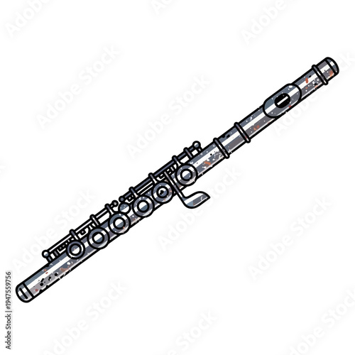 Silver Flute with Patriotic Pattern