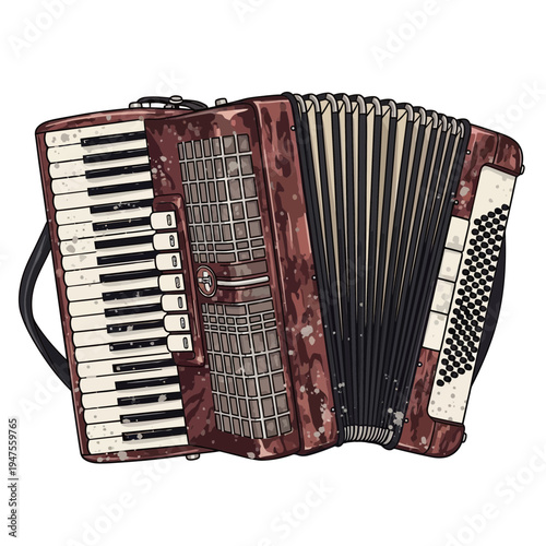 Vintage Accordion Musical Instrument Illustration