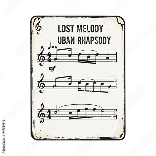 Vintage Sheet Music Paper with "Lost Melody" Title