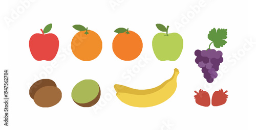 Assorted colorful fruits collection vector illustration isolated