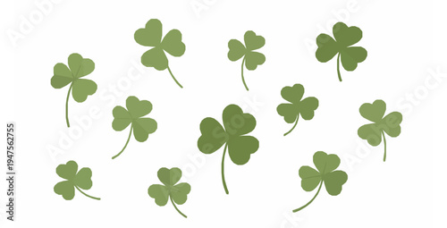 Clover plants spring background flat vector illustration on white