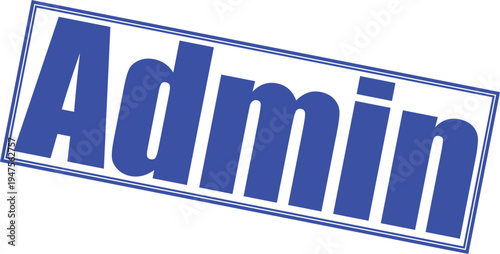 Admin text in blue stamp on transparent background