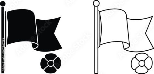 Black and white flags with soccer balls Vector