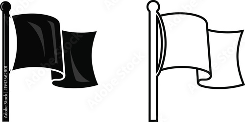 Black and white flags on poles Vector