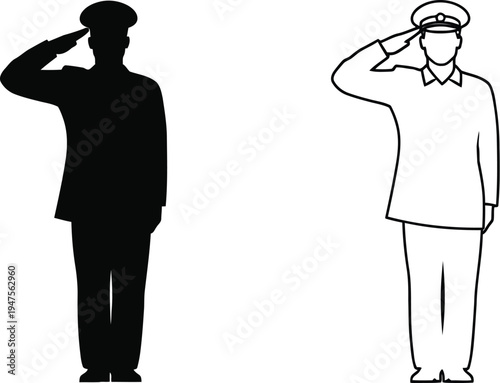 Soldiers saluting military men Vector