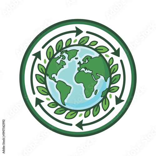 Green Earth Globe with Leaves 3.
