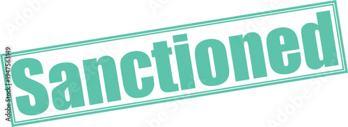 Teal sanctioned stamp with border and text on transparent background