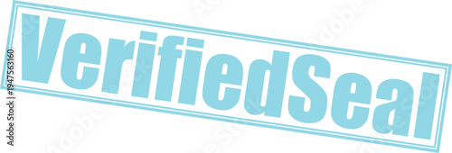 Verified seal stamp graphic with light blue text and border on transparent background with grey checkerboard pattern