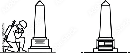 Man and pencils monument Vector
