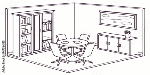 A cozy living room with a dining area, bookshelves, and a television