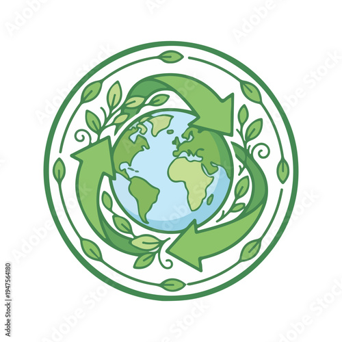 Green Earth Recycling Symbol Logo 2.