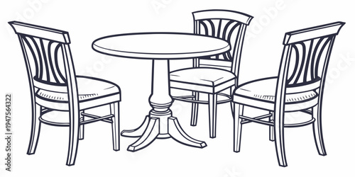 A charming set of wooden chairs and a table in a minimalist style