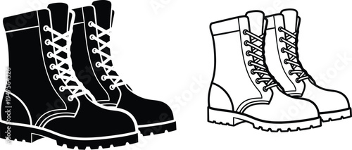 Black and white boots illustration Vector