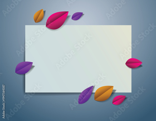 Template background with 3d paper leaves and blank space