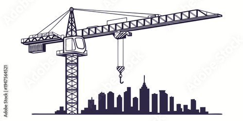 A towering crane stands tall amidst a cityscape under construction
