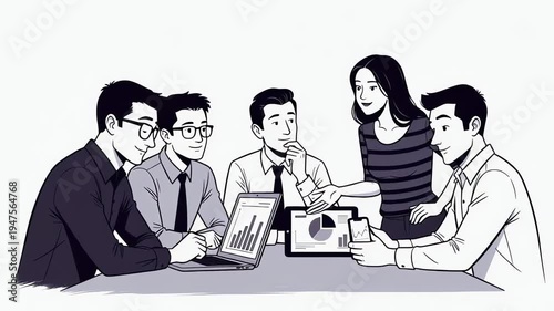 Teamwork and Data Analysis - A Collaborative Business Meeting.