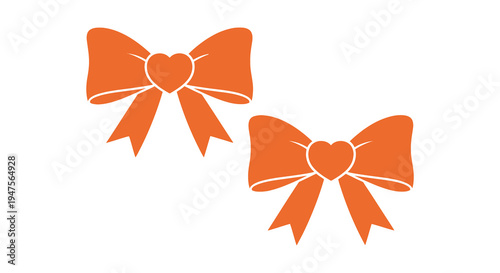 Two vibrant orange bows with heart details are prominently displayed as a striking silhouette high quality