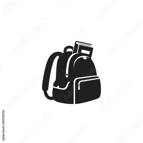 Black backpack with white outline details.