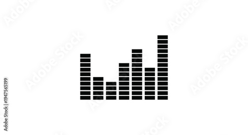 A black graphic representing sound waves or a music equalizer minimalist design silhouette high quality professional