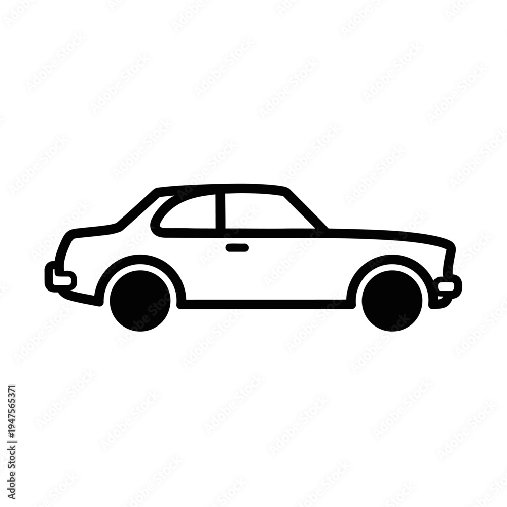 Fototapeta premium Black car side view illustration.
