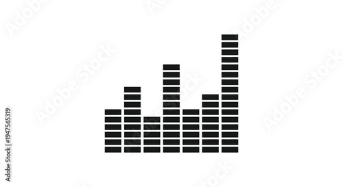 A black graphic representing an equalizer with rising bars a modern visual silhouette high quality professional