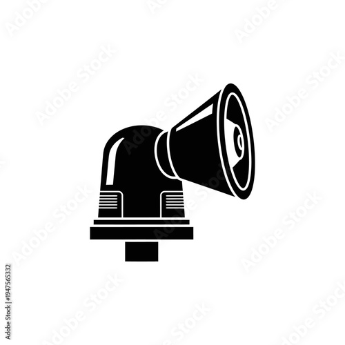 Black and white siren horn illustration.