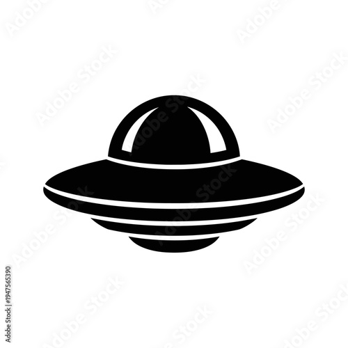 Black flying saucer spaceship icon.